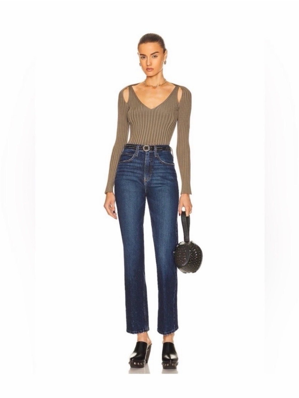 Frame Denim Straight Leg Jeans in Dark Blue Wash